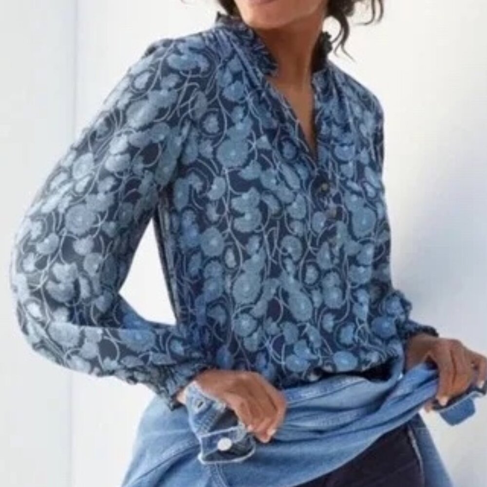 MAEVE by Anthropologie blue floral blouse size L